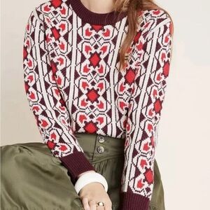 NWT Anthropologie Intarsia Pullover Sweater Size XS